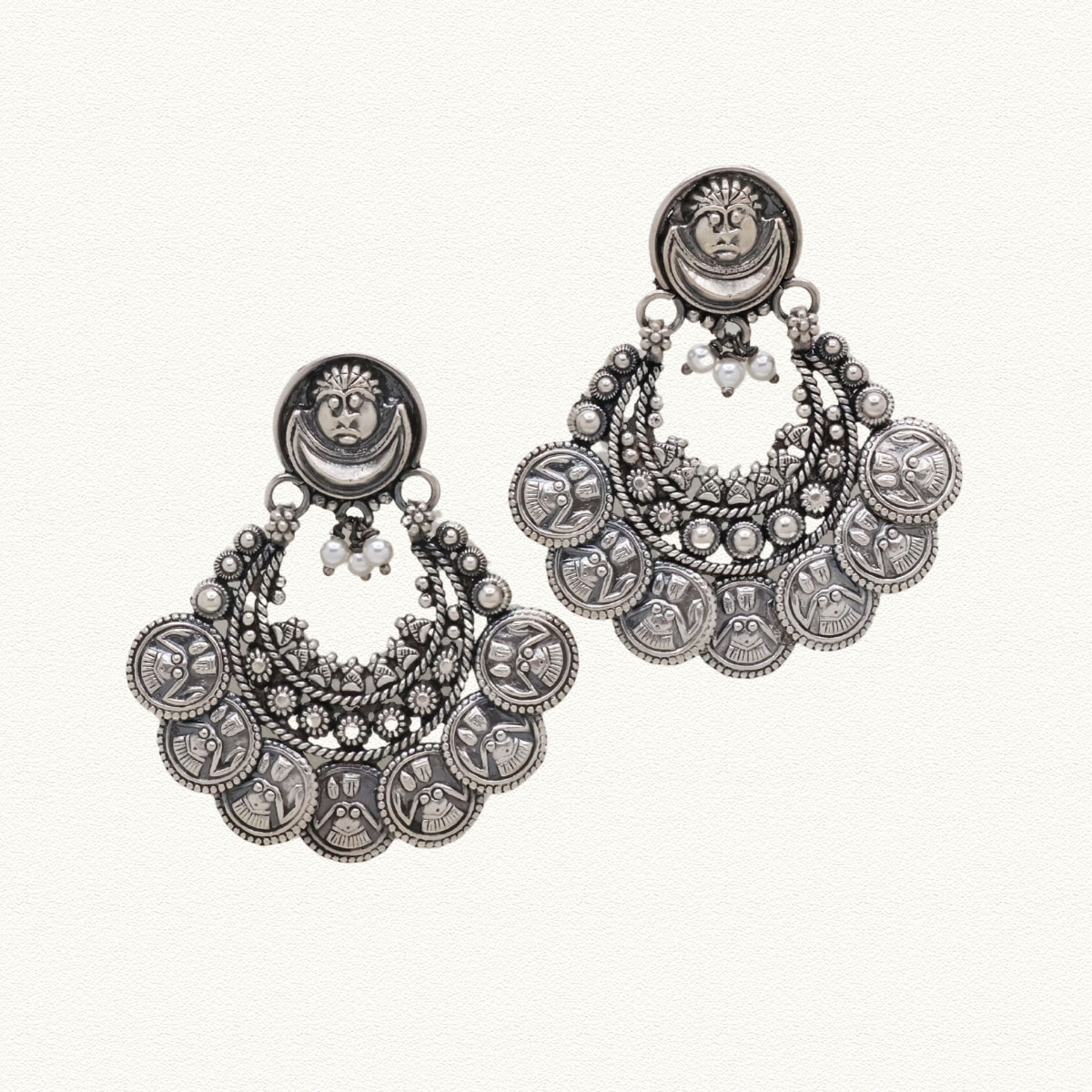 S OXIDIZED ANTIQUE EARRING - SEAR60276