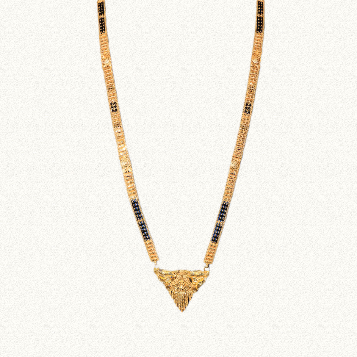 Royal Triangle 22K Gold Black Bead Patta Ganthan