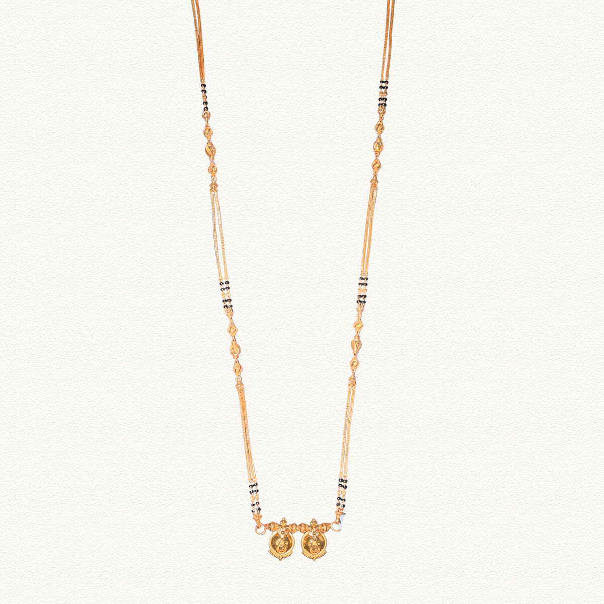 Golden Petal 22K Gold Black Bead Pinjara Ganthan