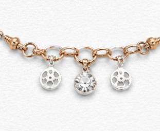 Triple Crystal Drop 925 Sterling Silver Bracelet close-up view
