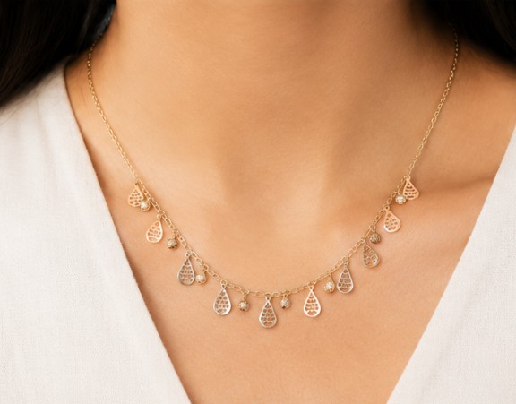 Multi Teardrop Charm 925 Sterling Silver Mala