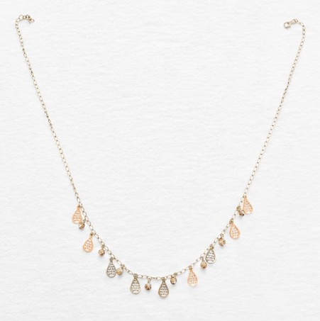 Multi Teardrop Charm 925 Sterling Silver Mala close-up view