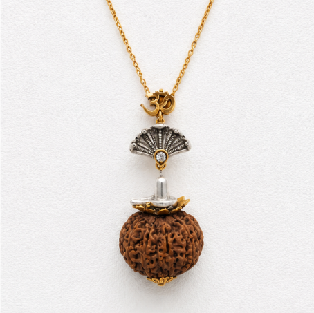 Shivling Om Rudraksha 925 Sterling Silver Pendant