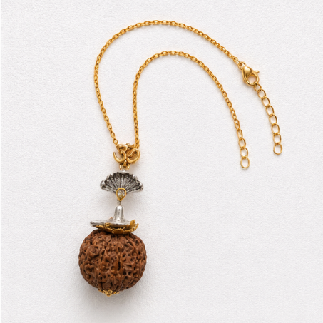 Shivling Om Rudraksha 925 Sterling Silver Pendant side view