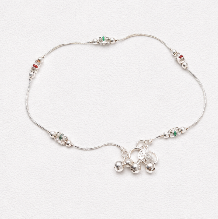 Multicolour Bead Cluster 925 Sterling Silver Fancy Payal side view