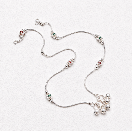 Multicolour Bead Cluster 925 Sterling Silver Fancy Payal detail view