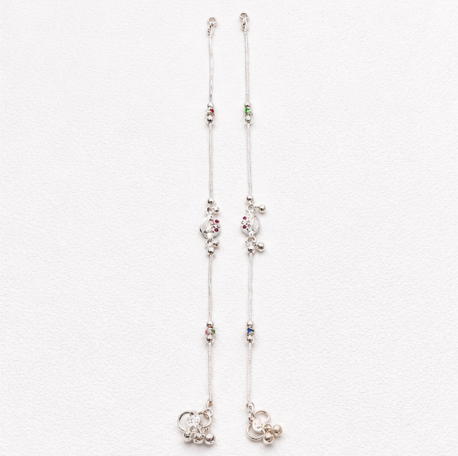 Pink Stone Floral Charm 925 Sterling Silver Fancy Payal side view