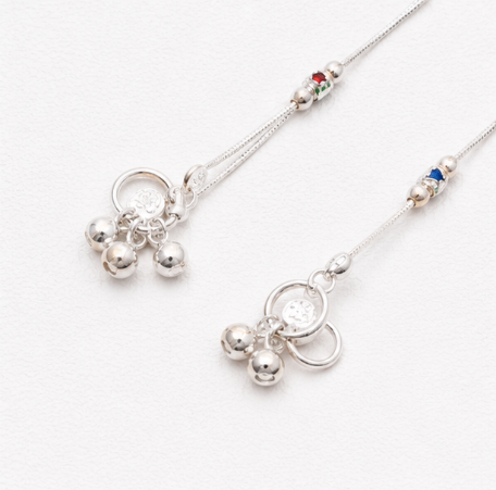 Pink Stone Floral Charm 925 Sterling Silver Fancy Payal detail view