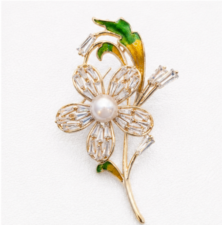 Peacock and Butterfly 925 Sterling Silver Saree Pin close-up view