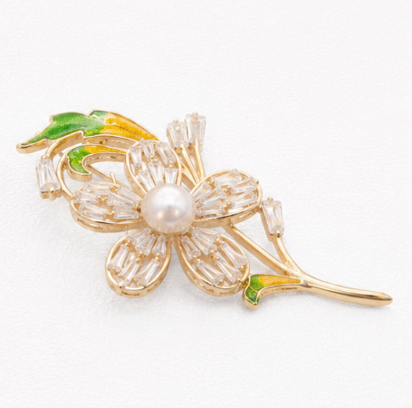Peacock and Butterfly 925 Sterling Silver Saree Pin detail view