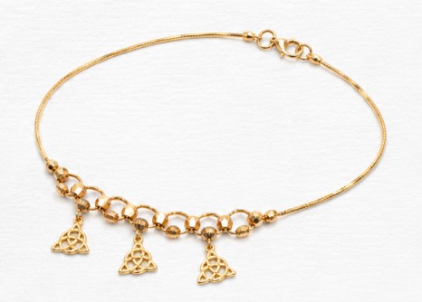 Triple Triangle Charm 925 Sterling Silver Bracelet front view