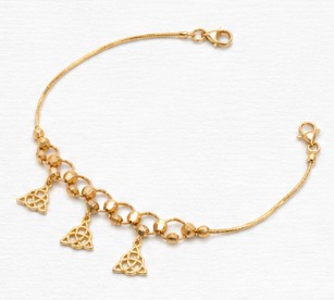 Triple Triangle Charm 925 Sterling Silver Bracelet close-up view