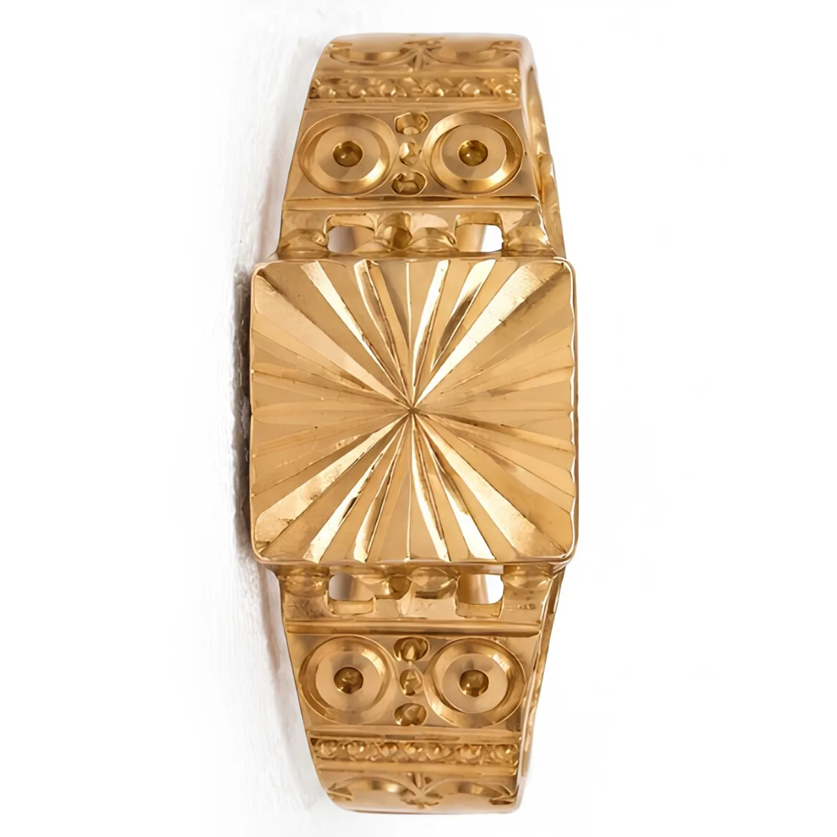 Royal Crest – 22K Gold Square Signet Ring for Men front view