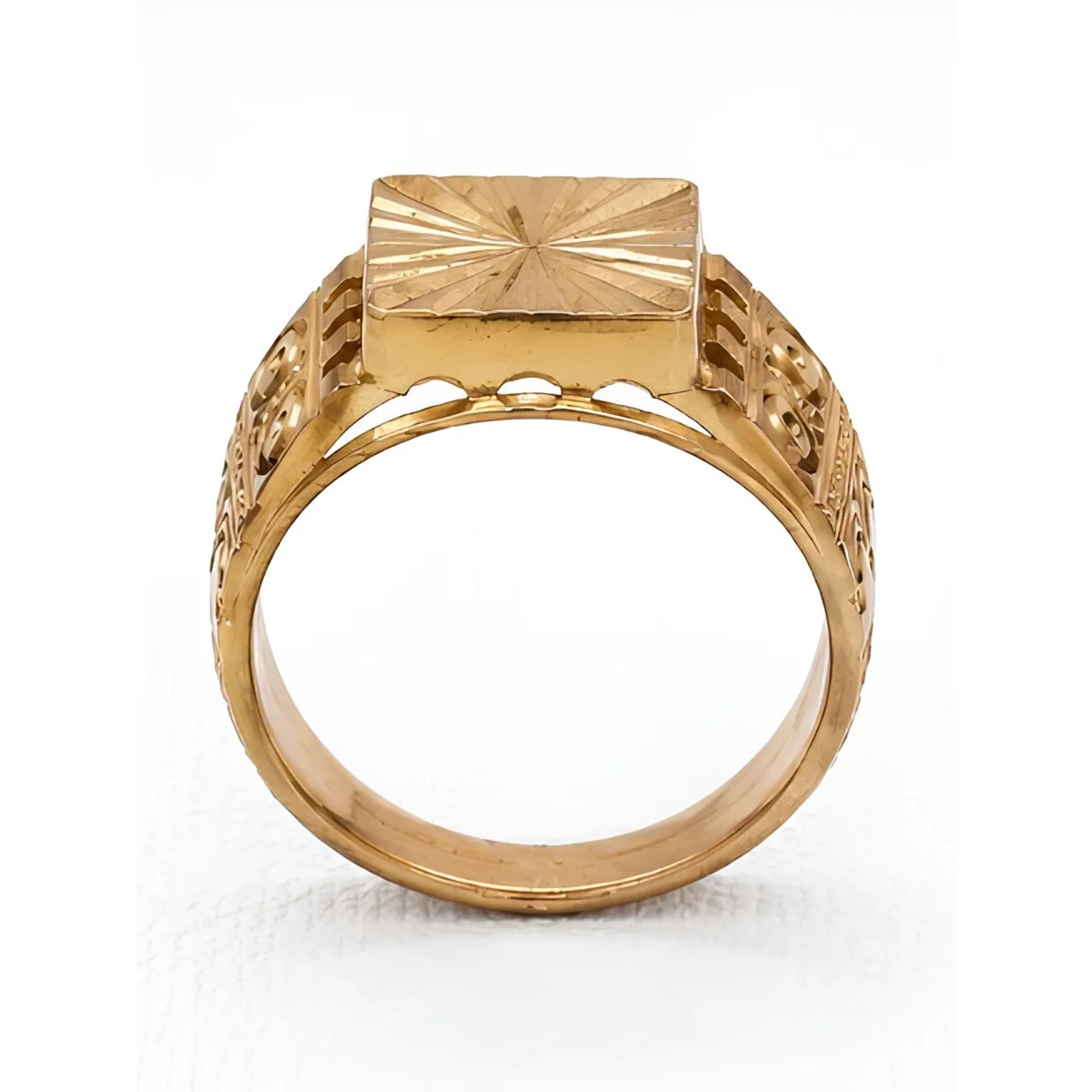 Royal Crest – 22K Gold Square Signet Ring for Men side view