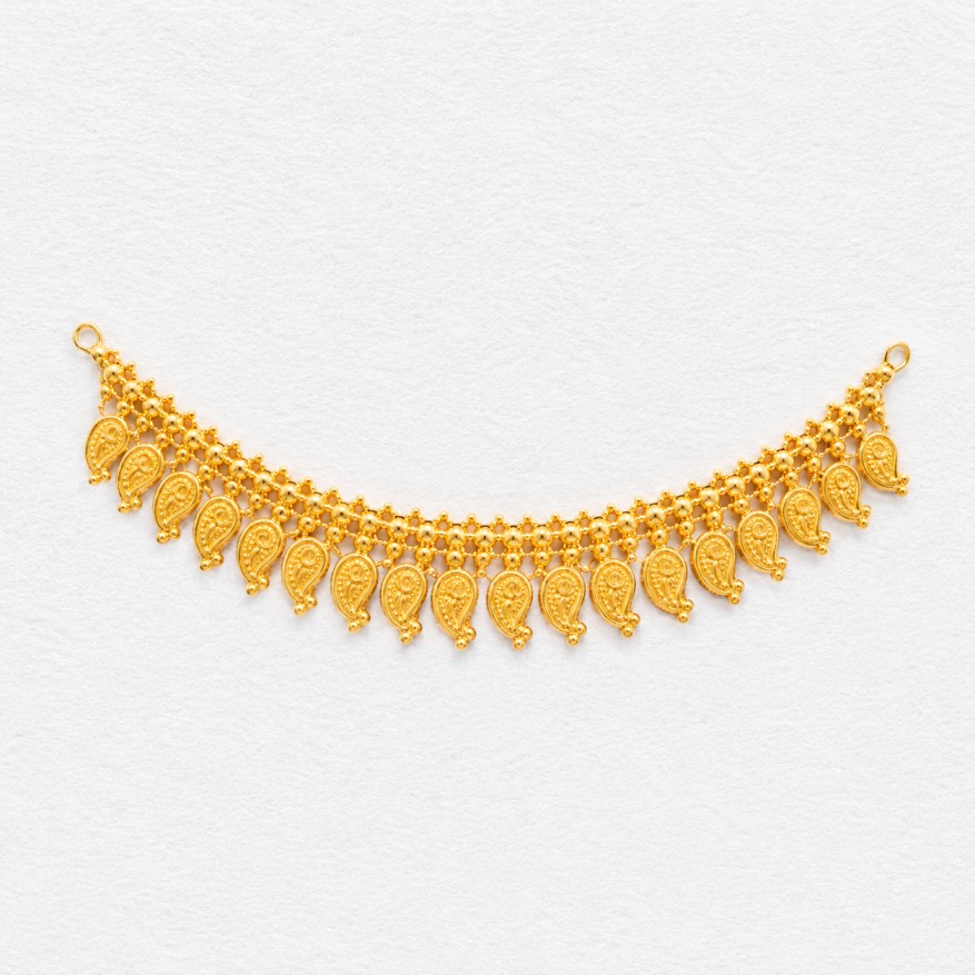 Golden Leaf Cascade – 22K Gold Temple Necklace front view