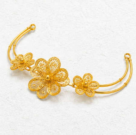Golden Blossom – 22K Gold Floral Necklace front view