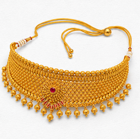 Royal Empress – 22K Gold Turkish Necklace Set detail view