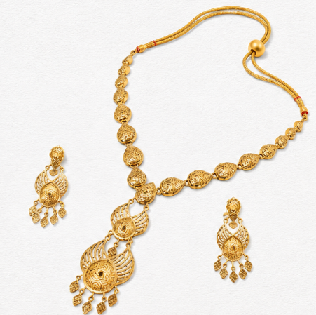 Royal Empress – 22K Gold Turkish Necklace Set side view