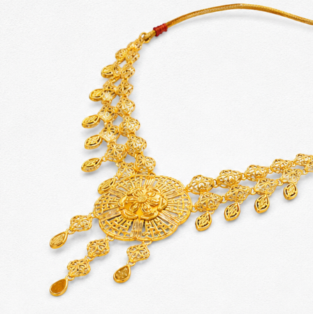 Regal Drops – 22K Gold Necklace for Women close-up view