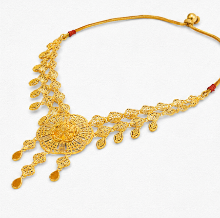 Regal Drops – 22K Gold Necklace for Women side view