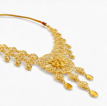 Regal Drops – 22K Gold Necklace for Women front view