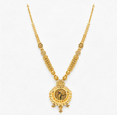 Peacock Majesty – 22K Gold Kalkatti Long Haar close-up view