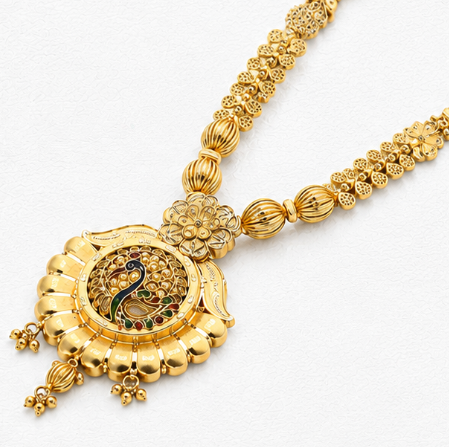 Peacock Majesty – 22K Gold Kalkatti Long Haar side view