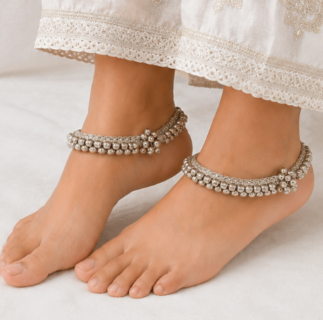 Silver Majesty – Traditional Agra Payal close-up view