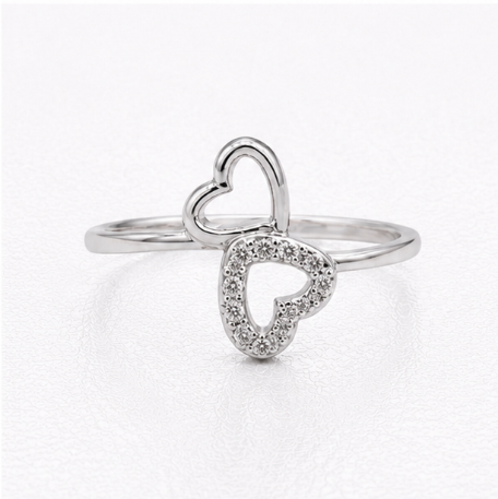 Double Heart 925 Sterling Silver Ladies Angathi Ring