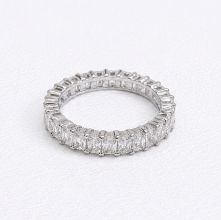 Eternity Stone 925 Sterling Silver Ladies Angathi Ring side view