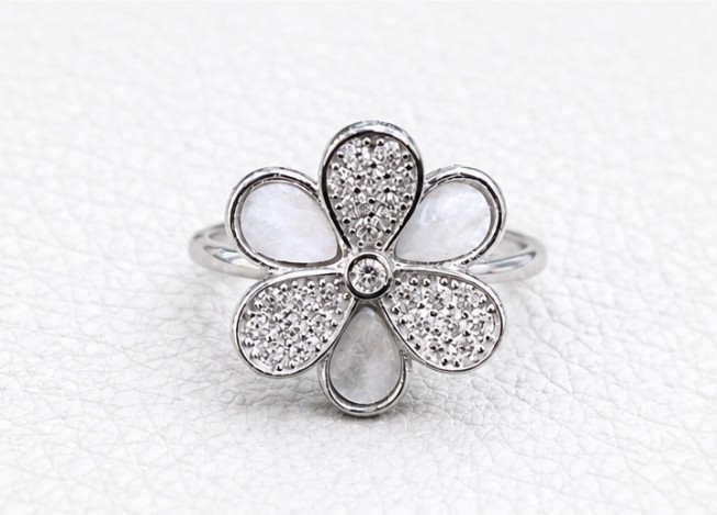 Floral Petal 925 Sterling Silver Ladies Angathi Ring