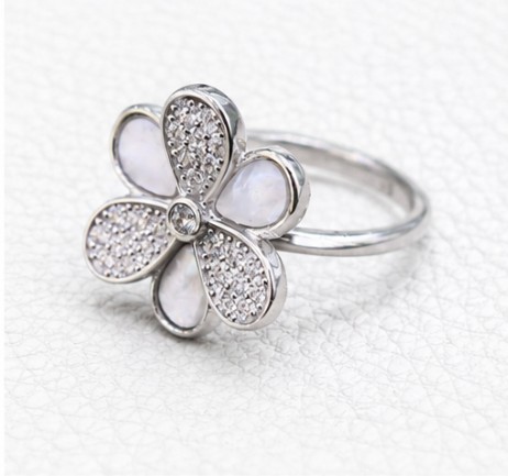 Floral Petal 925 Sterling Silver Ladies Angathi Ring side view
