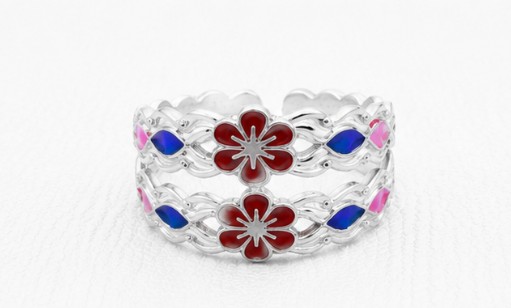Floral Enamel 925 Sterling Silver Fancy Jodvi Toe Ring