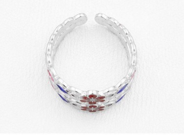 Floral Enamel 925 Sterling Silver Fancy Jodvi Toe Ring front view