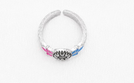 Colourful Sunflower 925 Sterling Silver Enamel Jodvi Toe Ring Pair for Women side view