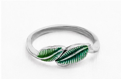 Fresh Leaf 925 Sterling Silver Green Enamel Jodvi Toe Ring for Women