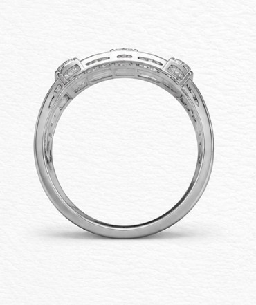Regal Layers 925 Sterling Silver Baguette Stone Ring For Women