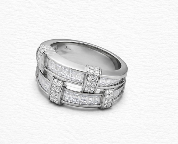 Regal Layers 925 Sterling Silver Baguette Stone Ring for Women view 5