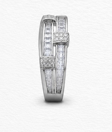 Regal Layers 925 Sterling Silver Baguette Stone Ring for Women detail view