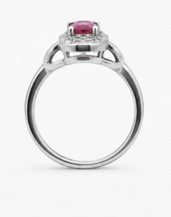 Rose Halo 925 Sterling Silver Oval Stone Ring for Women front view