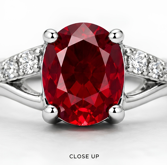 Crimson Desire 925 Sterling Silver Oval Stone Ring For Women