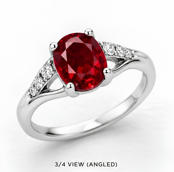 Crimson Desire 925 Sterling Silver Oval Stone Ring for Women close-up view