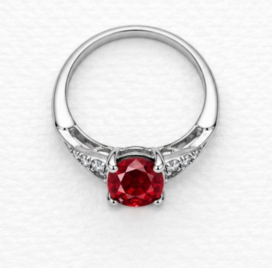 Crimson Desire 925 Sterling Silver Oval Stone Ring for Women side view