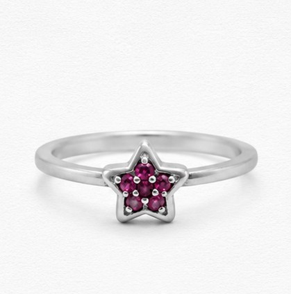 Pink Star Sparkle 925 Sterling Silver Ring for Women close-up view