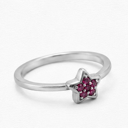 Pink Star Sparkle 925 Sterling Silver Ring for Women front view