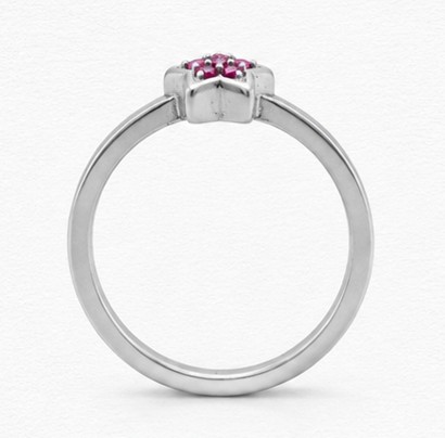 Pink Star Sparkle 925 Sterling Silver Ring for Women side view