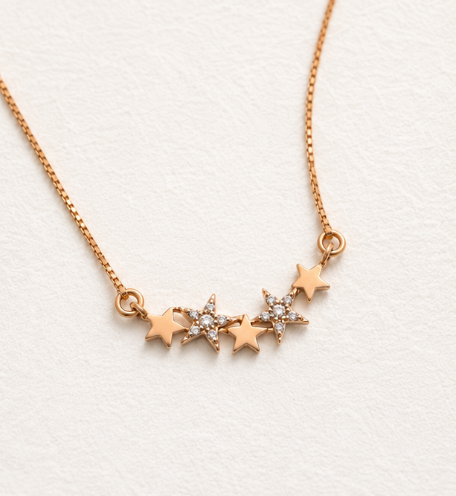 Starry Grace – 18K Rose Gold Necklace close-up view