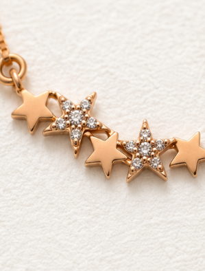 Starry Grace – 18K Rose Gold Necklace side view