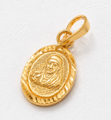 Sai Divyam – 22K Gold Sai Baba Devotional Pendant front view