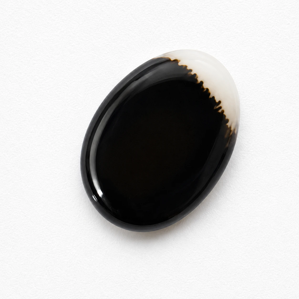 Ivory Edge 8.92 Carat Cushion Black and White Agate (Akik) Gemstone side view
